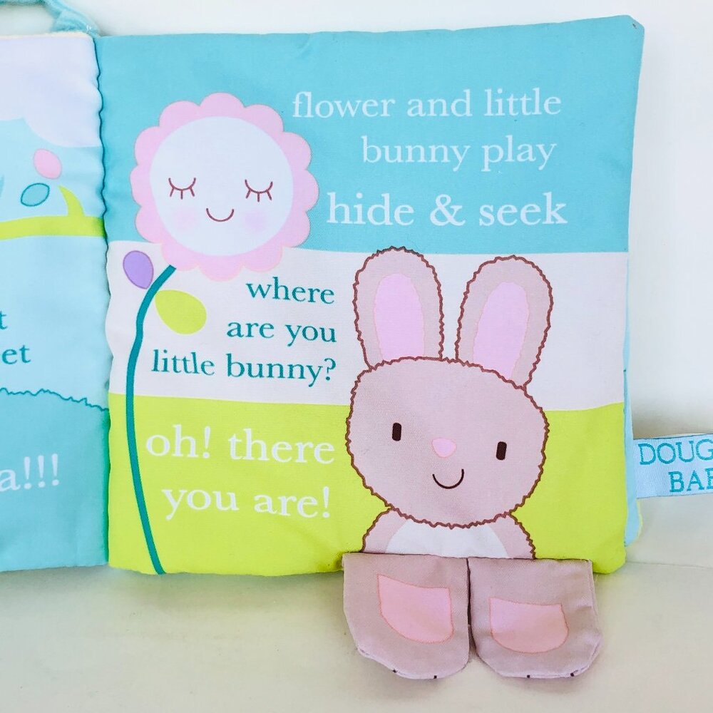 New w/ Tag-Douglas Baby Soft Plush Activity Book - Playtime With Little Bunny - Picture 12 of 15